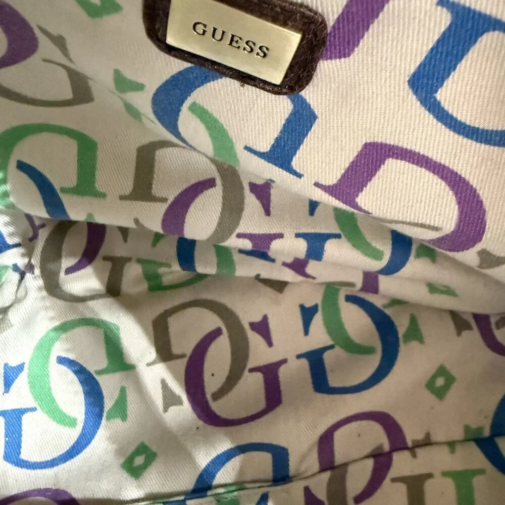 Guess Large Brown Leather Shoulder Bag